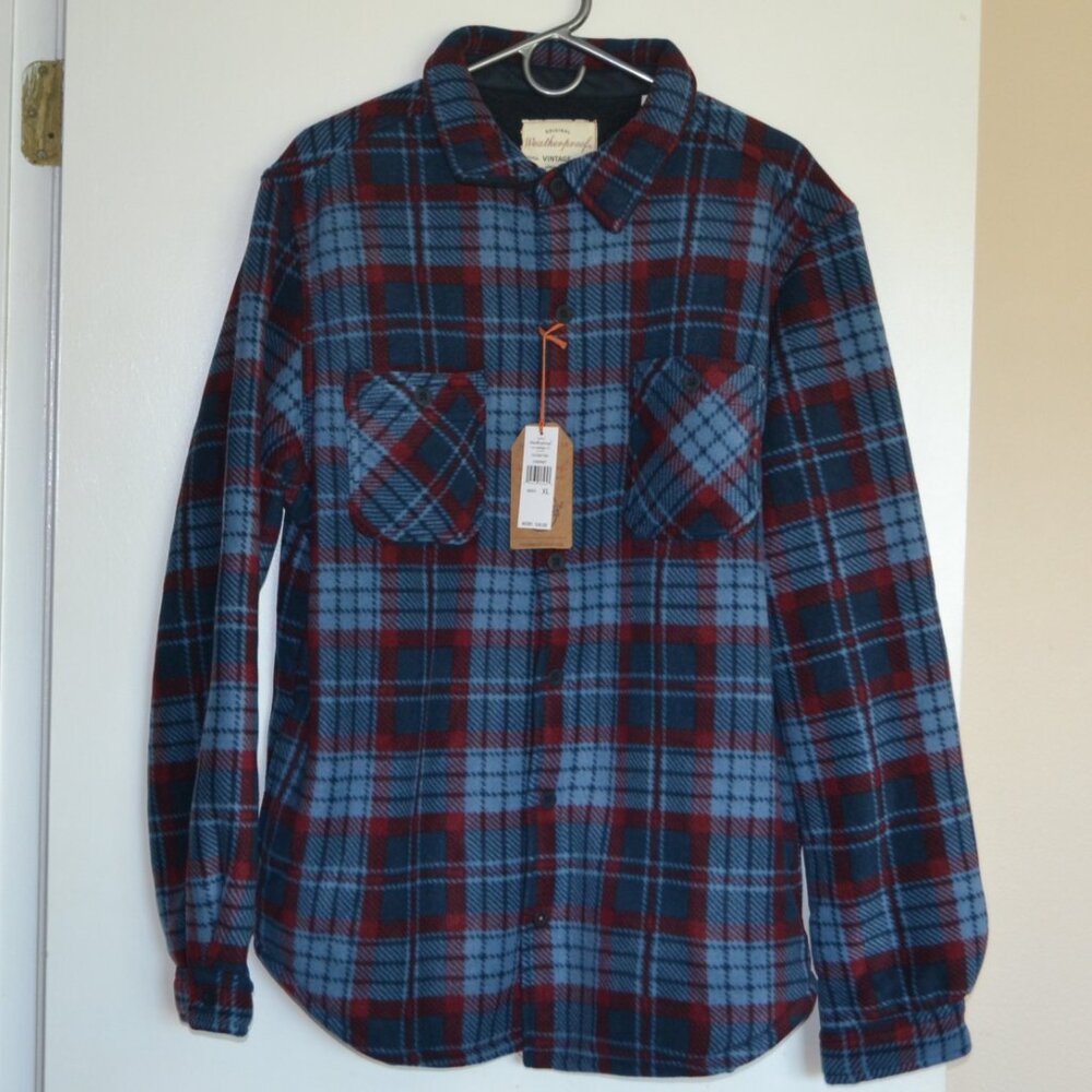 NEW Men's WEATHERPROOF VINTAGE Polar Fleece Plaid Shirt Jacket Size XL